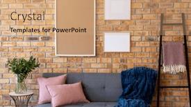  Presentation with room interior design - Slide deck enhanced with wood-empty-frames-with-copy background and a coral colored foreground