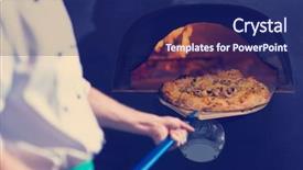  Presentation with chef - Cool new PPT theme with wood fire - chef using special shovel backdrop and a navy blue colored foreground