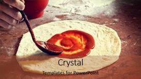  Presentation with traditional wood - Beautiful slides featuring wood fire - fresh original italian raw pizza backdrop and a red colored foreground