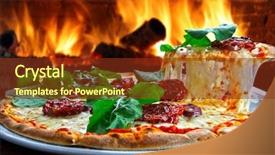  Presentation with pizza lasagna - Beautiful presentation design featuring wood fire - pizza backdrop and a tawny brown colored foreground