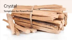  Presentation with stack - Slide deck consisting of wood fire - stack of firewood isolated background and a lemonade colored foreground