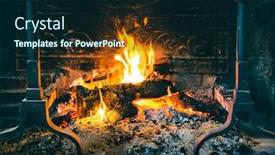  Presentation with old wood - PPT theme consisting of wood-fire-in-old-chimney background and a wine colored foreground