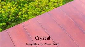  Presentation with autumn wood - Slide set having wood-floor-with-autumn-leaves background and a coral colored foreground