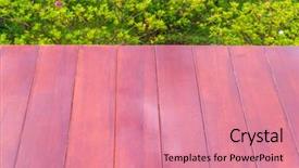  Presentation with autumn wood - PPT theme enhanced with wood-floor-with-autumn-leaves background and a coral colored foreground