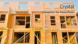  Presentation with under construction - PPT theme consisting of wood frame house - fragment of a new home background and a  colored foreground