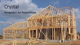  Presentation with new home - Cool new presentation design with wood frame house - new home construction backdrop and a seafoam green colored foreground