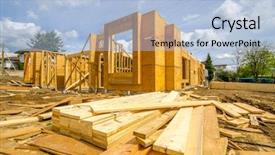  Presentation with new home sales - Amazing theme having wood frame house - new home under construction backdrop and a light blue colored foreground