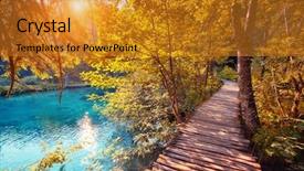  Presentation with vintage lakes - Presentation having wood glowing by sunlight croatia background and a gold colored foreground