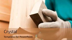  Presentation with budget process - Beautiful theme featuring wood grinding process by sandpaper backdrop and a coral colored foreground