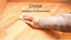  Presentation with process - Beautiful presentation theme featuring wood grinding process by sandpaper backdrop and a yellow colored foreground