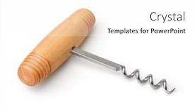  Presentation with corkscrew - Presentation theme consisting of wood-handled-corkscrew-isolated background and a white colored foreground