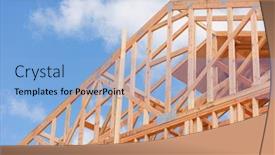  Presentation with construction site construction - Beautiful PPT theme featuring wood-home-framing-abstract backdrop and a light blue colored foreground