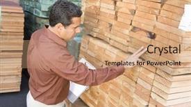  Presentation with warehouse - Colorful presentation theme enhanced with a male supervisor stock backdrop and a coral colored foreground