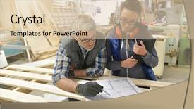  Presentation with wood industry - Beautiful PPT layouts featuring wood industry technicians working together backdrop and a lemonade colored foreground