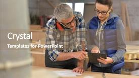  Presentation with wood industry - PPT theme with wood industry technicians working together background and a  colored foreground