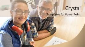  Presentation with wood industry - Slide deck enhanced with wood industry technicians working together background and a  colored foreground