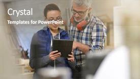  Presentation with wood industry - Beautiful theme featuring wood industry technicians working together backdrop and a  colored foreground