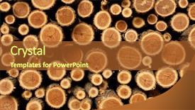  Presentation with wood log - Cool new PPT theme with wood log - stack of freshly chopped firewood backdrop and a red colored foreground