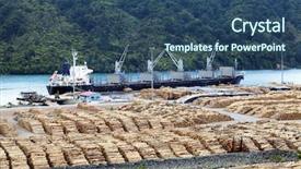  Presentation with wood log - Slide deck consisting of wood log - timber shipping background and a ocean colored foreground