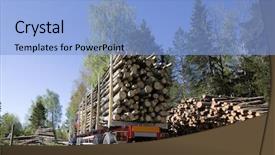  Presentation with wood log - PPT layouts with wood log - truck with timber background and a light blue colored foreground