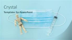  Presentation with respiratory - Cool new PPT theme with wood-mannequin-with-respiratory-protection backdrop and a sky blue colored foreground