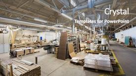  Presentation with furniture industry - Presentation theme enhanced with wood manufactory - production manufacture and woodworking industry background and a gray colored foreground