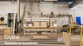  Presentation with furniture industry - Cool new PPT theme with wood manufactory - production manufacture and woodworking industry backdrop and a coral colored foreground
