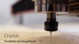  Presentation with cnc milling machine - PPT theme having wood-milling-on-modern-automatic background and a soft green colored foreground