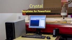  Presentation with cnc milling machine - Amazing presentation theme having wood-milling-on-modern-automatic backdrop and a tawny brown colored foreground