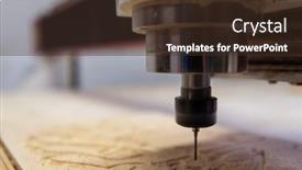  Presentation with cnc milling machine - Beautiful presentation design featuring wood-milling-on-modern-automatic backdrop and a tawny brown colored foreground