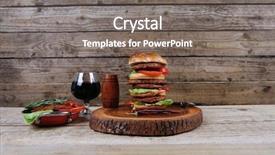  Presentation with wine green - Cool new slide deck with wood plate with red wine backdrop and a gray colored foreground