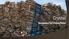  Presentation with piles - Slide deck consisting of wood-processing-piles-of-timber background and a tawny brown colored foreground