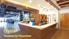  Presentation with gym - PPT theme featuring wood reception desk in modern background and a tawny brown colored foreground