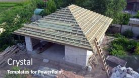  Presentation with wood roof - Amazing presentation theme having wood-roof-trusses-house-construction backdrop and a gray colored foreground