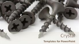  Presentation with wood - Theme with wood-screws-on-white-surface background and a sky blue colored foreground