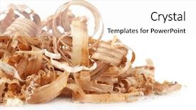  Presentation with wood - PPT layouts consisting of wood shavings isolated on white background and a white colored foreground
