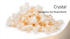  Presentation with wood scraps - PPT layouts with wood shavings isolated on white background and a white colored foreground