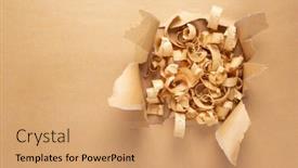  Presentation with torn paper - Slide deck with wood-shavings-on-torn-paper background and a coral colored foreground