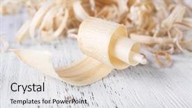  Presentation with wood - PPT theme enhanced with wood shavings on white wooden background and a  colored foreground
