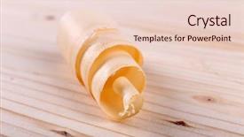  Presentation with wood - PPT theme enhanced with wood shavings on wooden background background and a  colored foreground