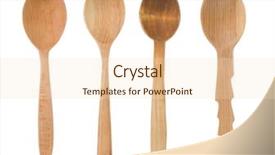  Presentation with utensils - Colorful PPT theme enhanced with wood spoon as utensils isolated on white background backdrop and a lemonade colored foreground
