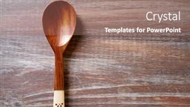  Presentation with wood tools - Beautiful slides featuring wood spoon on wooden board kitchen tools backdrop and a coral colored foreground