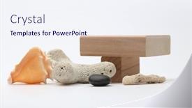  Presentation with wood gray - Presentation design enhanced with wood-stack-cube-platform-podium background and a sky blue colored foreground