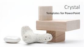  Presentation with wood gray - Slide deck with wood-stack-cube-platform-podium background and a pink colored foreground