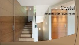  Presentation with architecture - Colorful presentation enhanced with wood stairs - architecture empty modern house staircase backdrop and a coral colored foreground