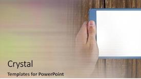  Presentation with wood - Audience pleasing slide deck consisting of wood table with blurry transition backdrop and a mint green colored foreground