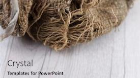  Presentation with tablecloth - Theme featuring wood-table-with-old-torn background and a light gray colored foreground