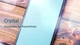  Presentation with black - Beautiful theme featuring wood tech - black smartphone mock-up on table backdrop and a cool aqua colored foreground