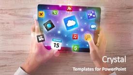  Presentation with holding hands - PPT theme consisting of wood tech - caucasian business hands holding background and a  colored foreground