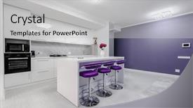  Presentation with kitchen design - Slide set enhanced with wood tech - modern white kitchen interior background and a light gray colored foreground